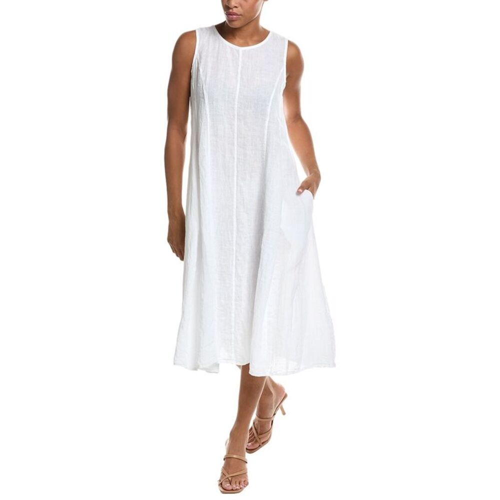Persaman New York Womens  Linen Midi Dress, White